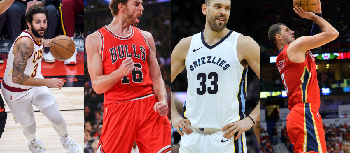 Ricky Rubio, Pau Gasol, Marc Gasol y Nikola Mirotic
