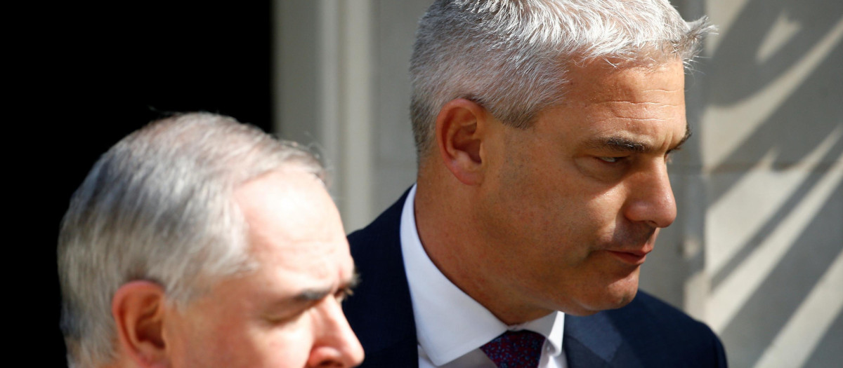 Britain's Secretary of State for Exiting the European Union Stephen Barclay and Britain's Attorney General Geoffrey Cox is seen outside Downing Street in London, Britain July 25, 2019.