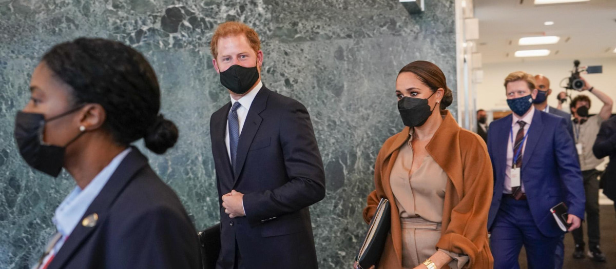 El Príncipe Harry y Meghan Markle a su llegada a la Unidad de Naciones