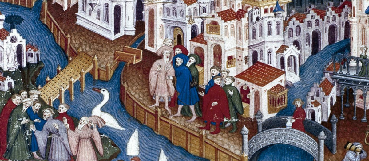 Detalle de la portada. «Elogio de la Edad Media. De Constantino a Leonardo» por Jaume Aurell