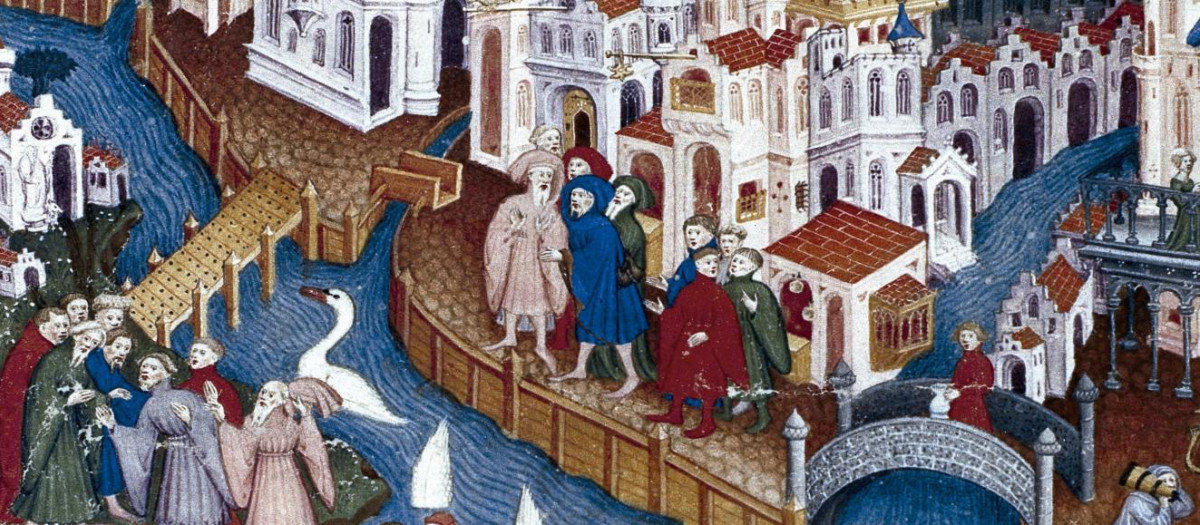 Detalle de la portada. «Elogio de la Edad Media. De Constantino a Leonardo» por Jaume Aurell