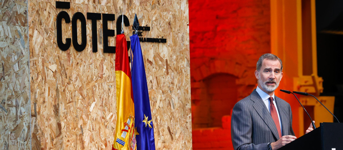 Felipe VI, durante su intervención en el XIV Cotec Europa en Málaga