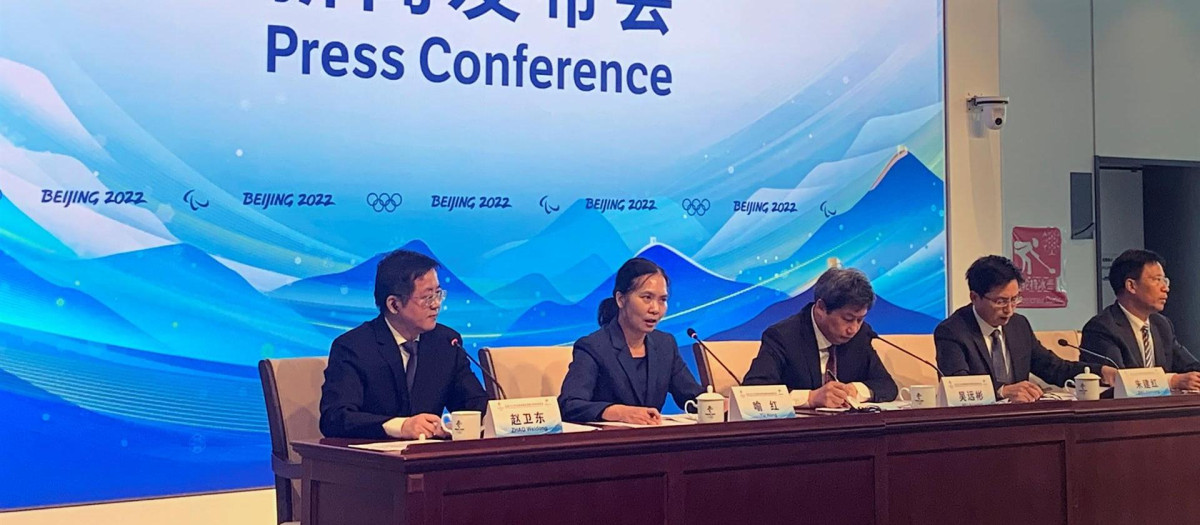 Rueda de prensa del Comité Organizador de los Juegos Olímpicos de Invierno de Pekín 2022, en Pekín (China)