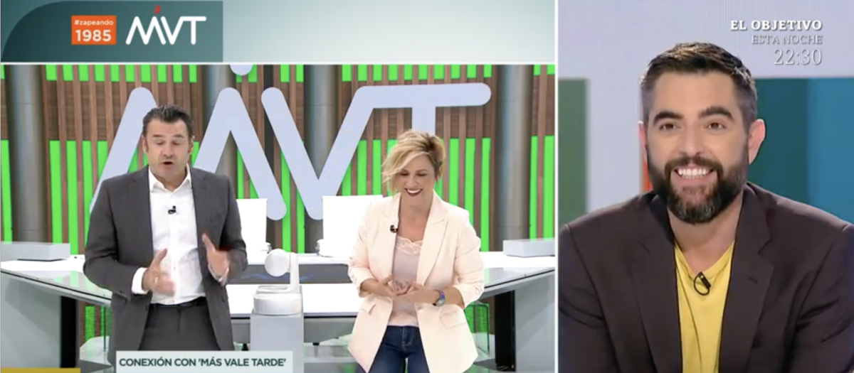 Iñaki López y Cristina Pardo, en un momento de la conexión con Dani Mateo en 'Zapeando'