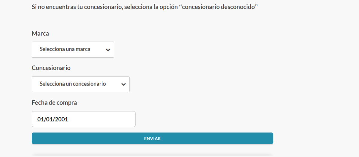 Vista del buscador de la OCU para saber si mereces indemnización por la compra de tu coche