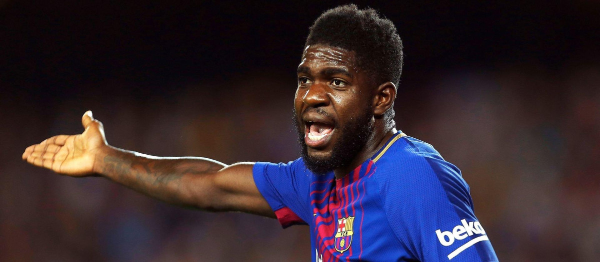 Samuel Umtiti durante un partido con el equipo culé