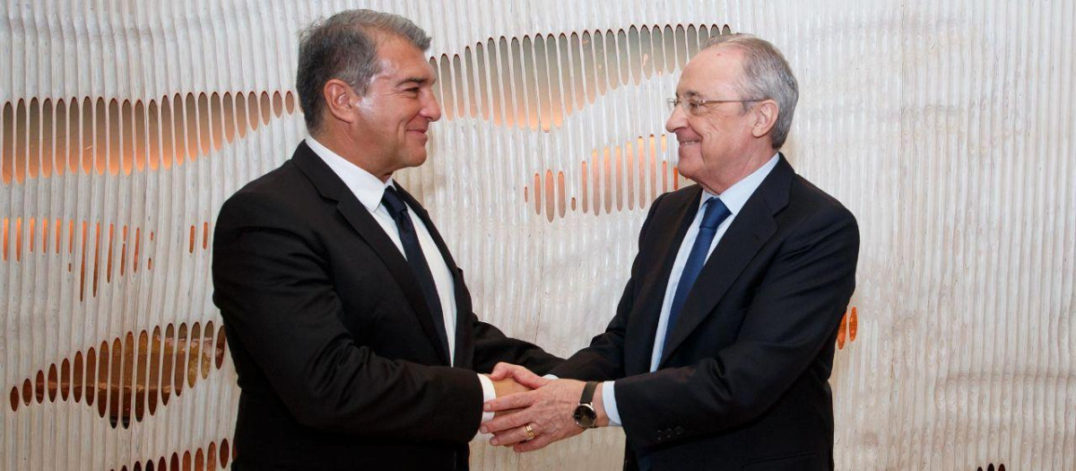 Florentino Pérez y Joan Laporta en la comida de directivas del último Clásico celebrado en Barcelona