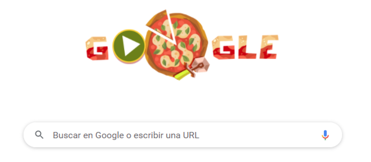 El famoso Doodle de Google, hoy dedicado a la pizza