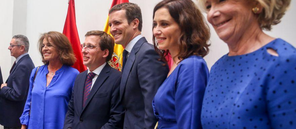Alberto Ruíz-Gallardón, Ana Botella, José Luís Martínez-Almeida, Pablo Casado, Isabel Díaz Ayuso y Esperanza Aguirre