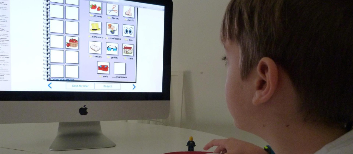 Un niño en el ordenador conectado a Internet