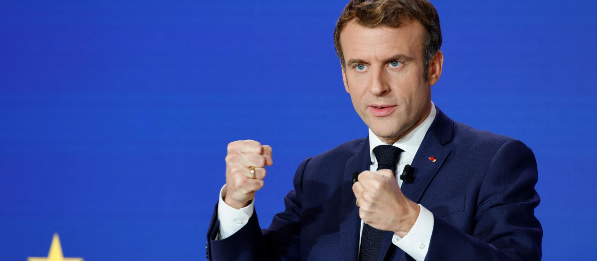 El presidente Emmanuel Macron durante la presentación de la presidencia francesa de la UE