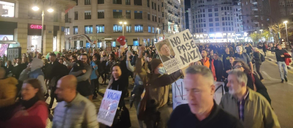 Manifestación contra el certificado covid y las vacunas en Valencia