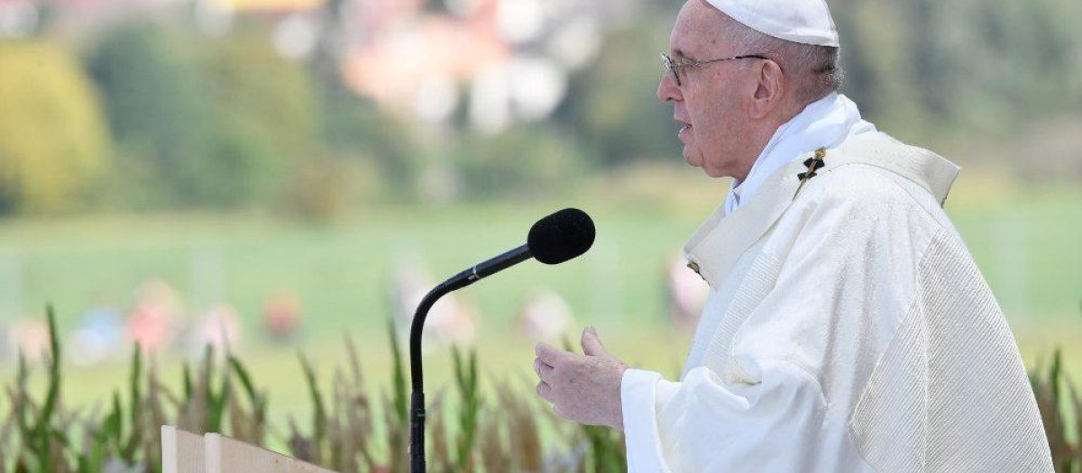 El Papa Francisco durante la misa en Šaštín el 15 de septiembre de 2021