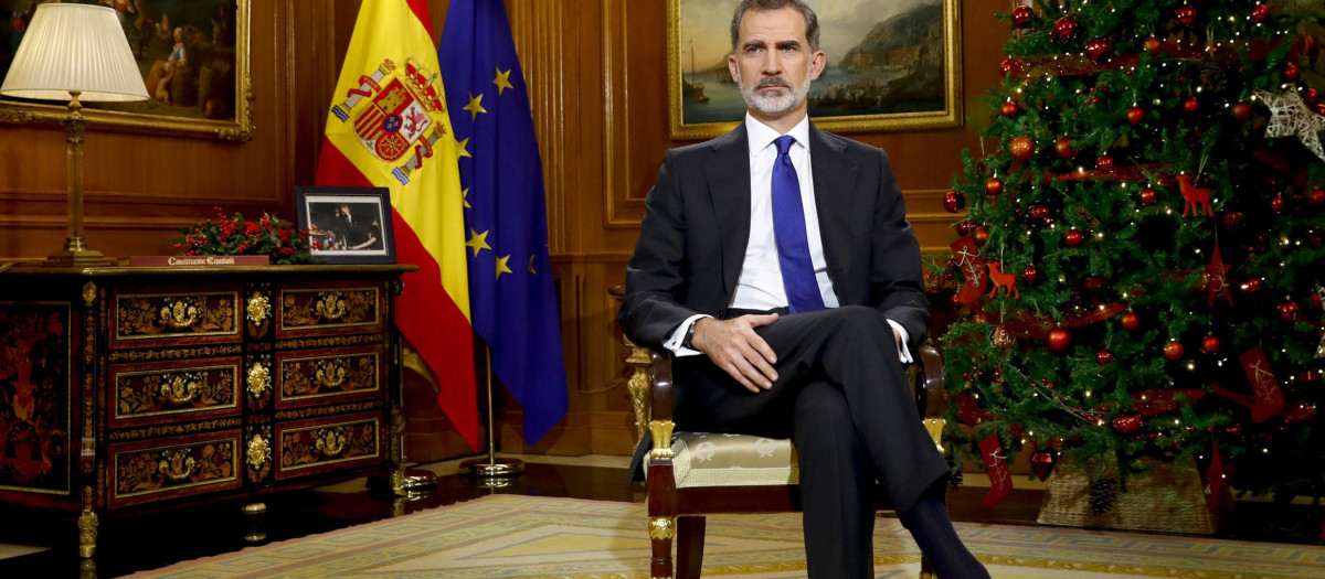 Su Majestad, durante el discurso de Navidad de 2020.