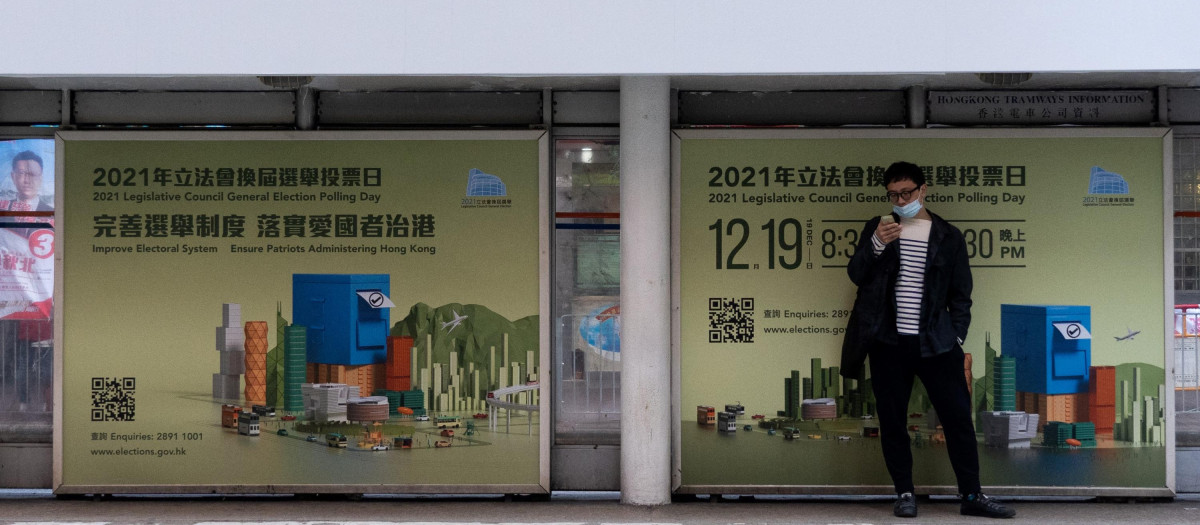 Propaganda electoral en las calles de Hong Kong