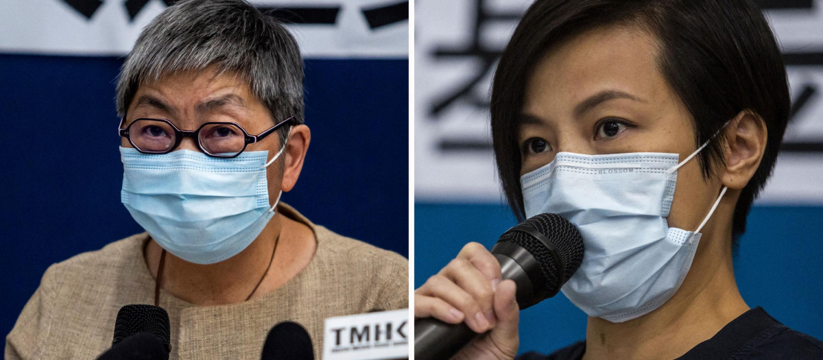 La cantante y activista Denise Ho, y la antigua legisladora Margaret Ng.