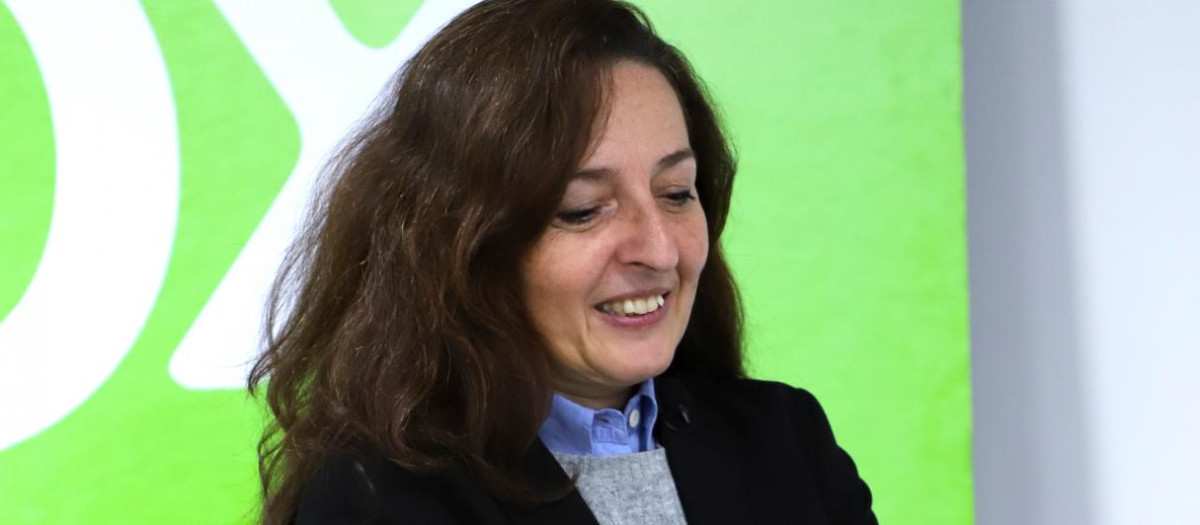 Marta Castro en la sede madrileña de Vox