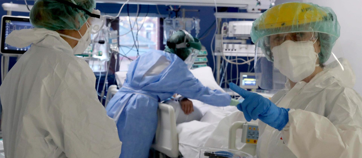 Enfermeras del hospital bilbaíno de Basurto, la semana pasada