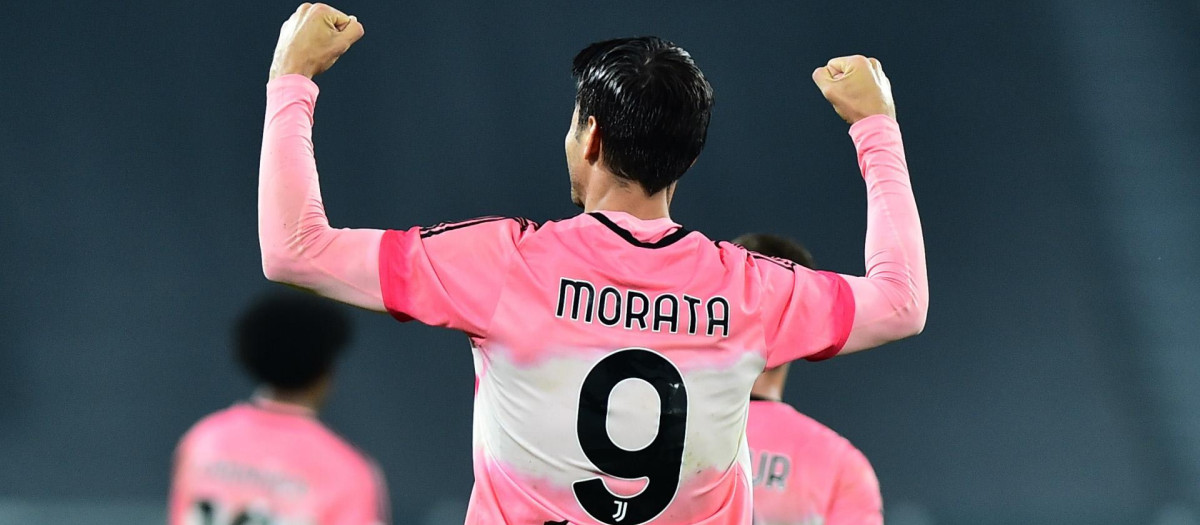 Morata celebra un gol con la Juventus