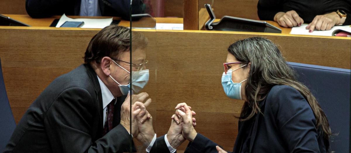 El presidente de la Generalitat, Ximo Puig y la vicepresidenta del Consell, Mónica Oltra.