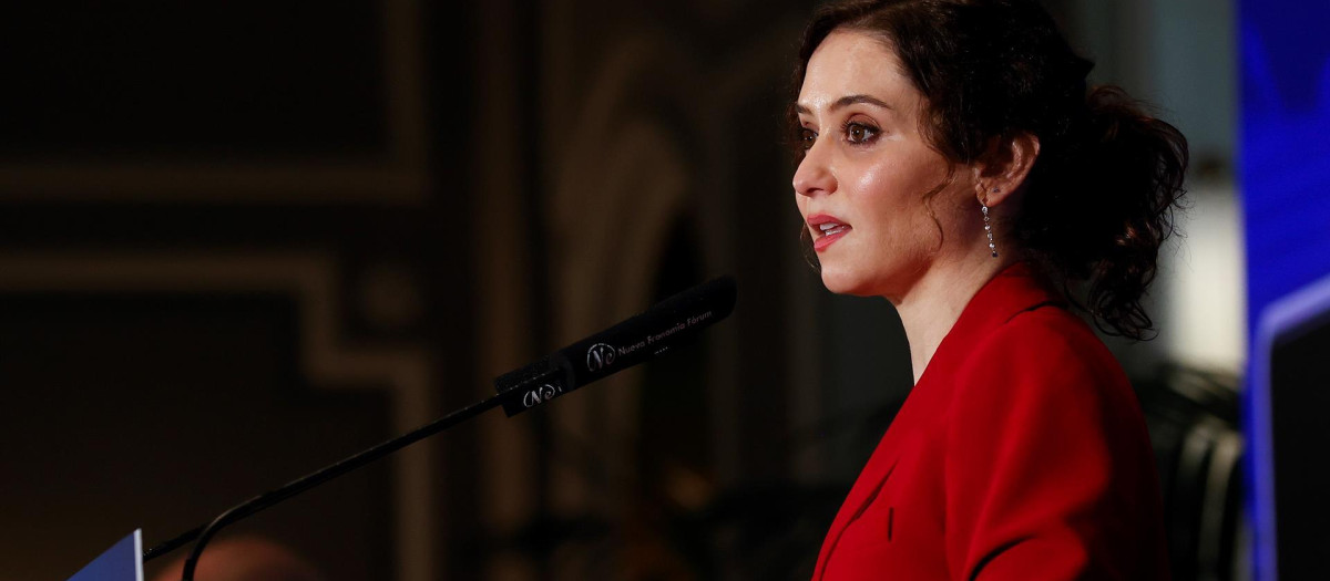 La presidenta madrileña, Isabel Díaz Ayuso durante un desayuno informativo de la Tribuna Forum Europa