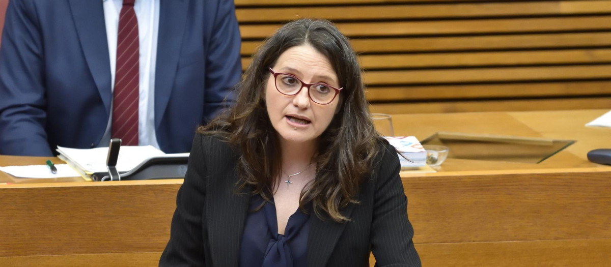 Oltra interviniendo en la Diputación Permanente de Les Corts