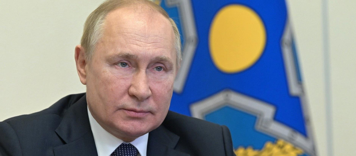 Vladimir Putin durante la cumbre telemática entre los miembros de la OTSC