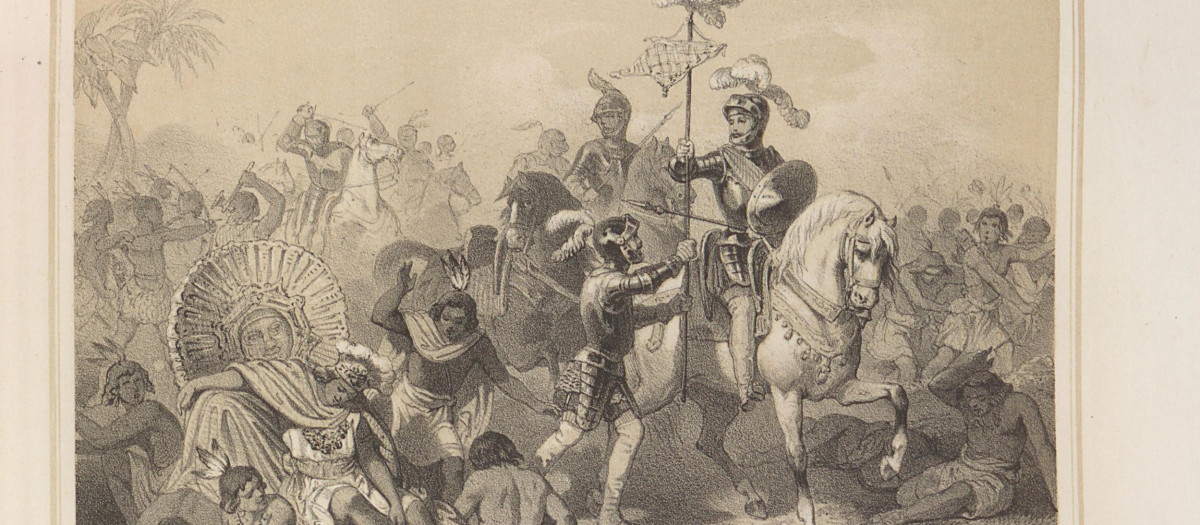 Litografía de Carlos Múgica representando la batalla