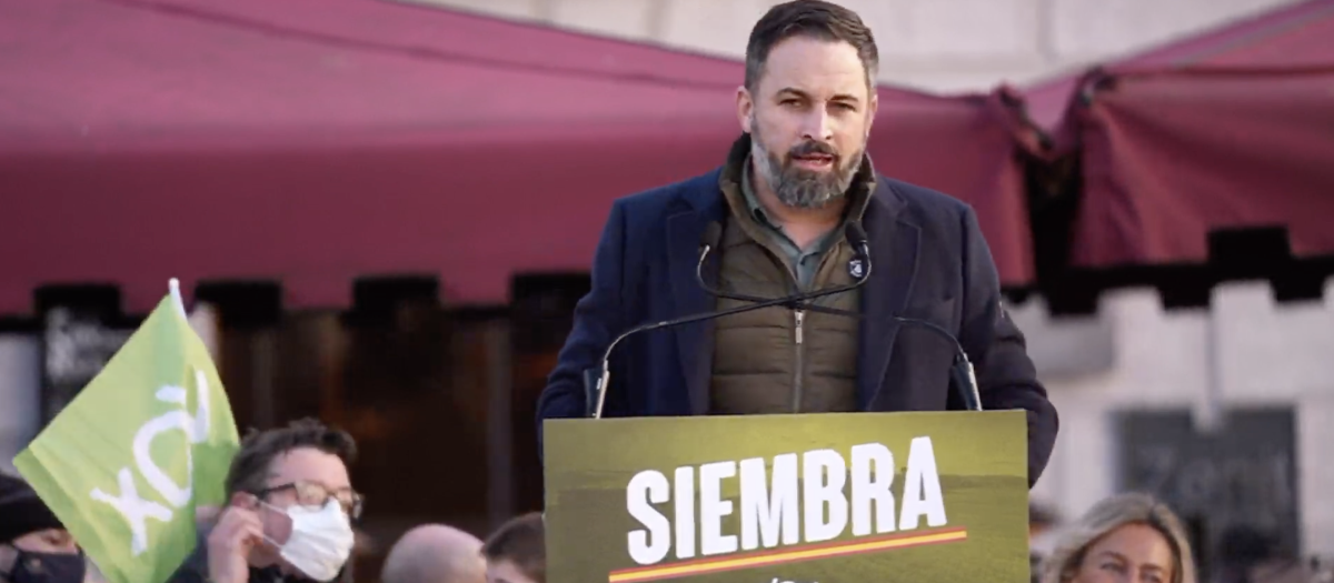 Santiago Abascal, este sábado en Valladolid, durante el acto de presentación de su candidato a la Junta de Castilla y León