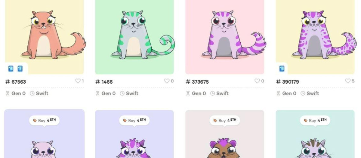 Los 'CryptoKitties' son uno de los avatares NFT del momento