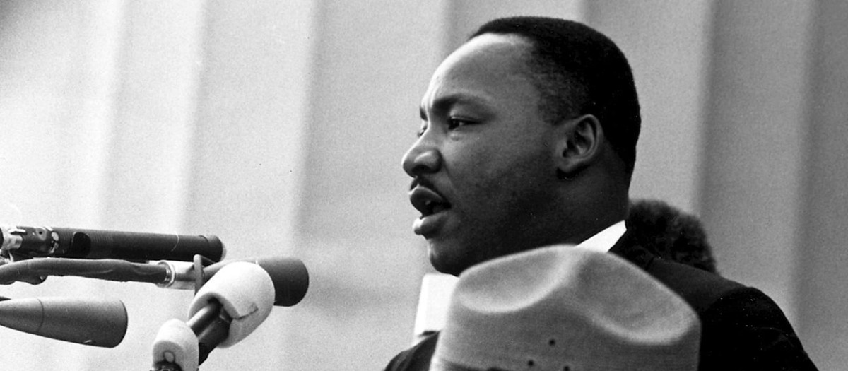 Martin Luther King, Jr. dando el discurso en la Marcha en Washington por los Derechos Civiles