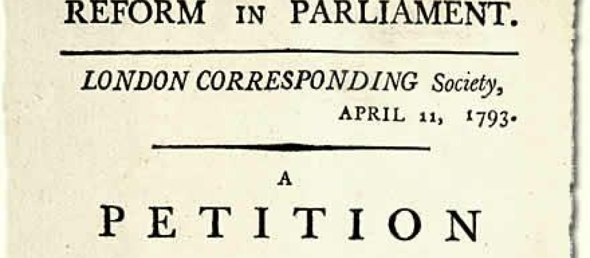 London Corresponding Society: Prospecto que anuncia una petición a la Cámara de los Comunes para la reforma parlamentaria