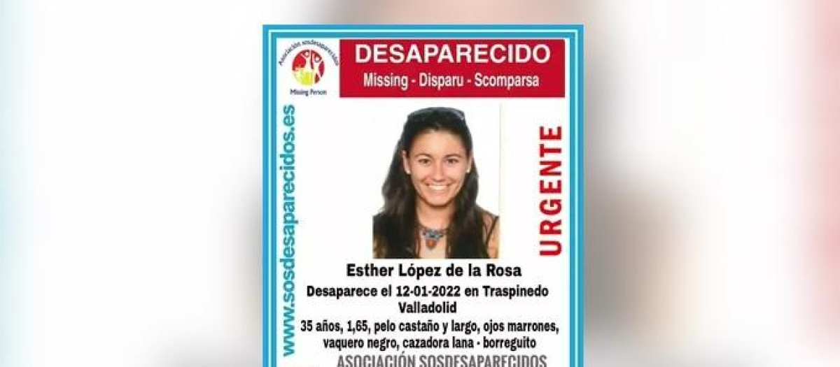 Cartel con la fotografía y datos de la joven desaparecida en Traspinedo