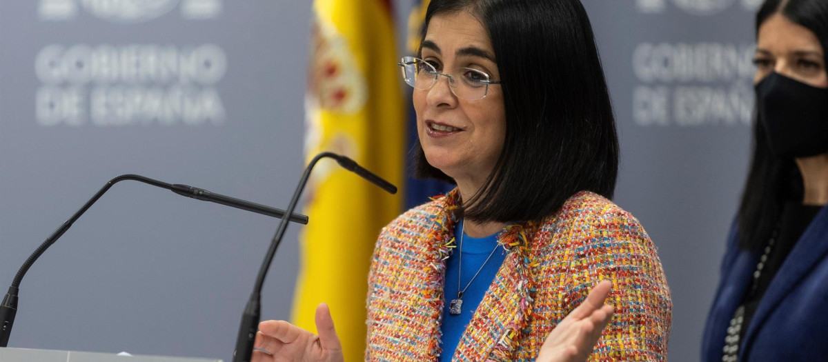 La ministra de Sanidad, Carolina Darias, durante la rueda de prensa posterior a la reunión del Consejo Interterritorial de Salud de esta semana