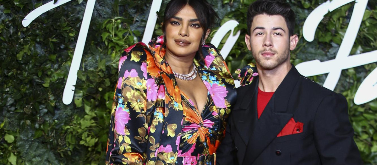 Actress Priyanka Chopra and Nick Jonas attending the Fashion Awards 2021 in London on Monday November 29, 2021.