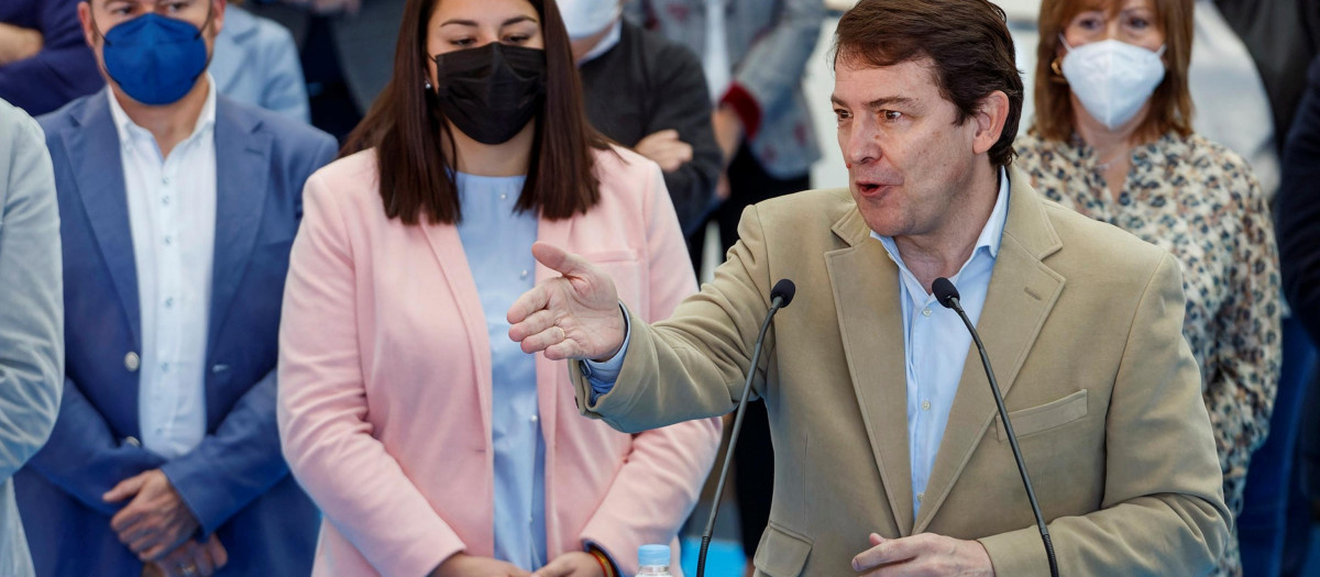 Fernández Mañueco en un acto el sábado en Burgos