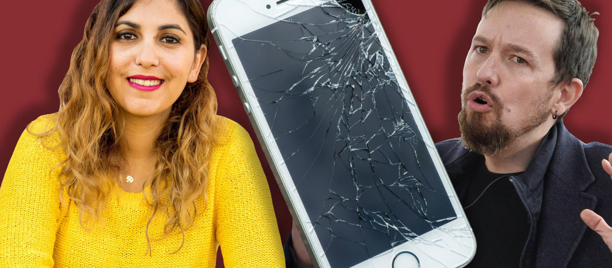 Dina Bousselham y pablo Iglesias mócil