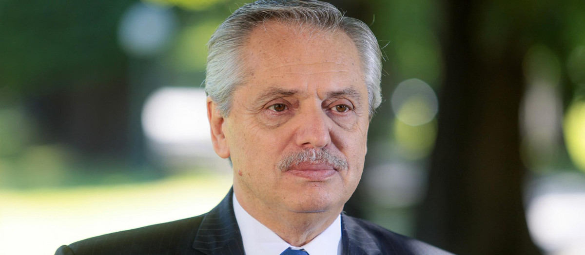 El presidente argentino Alberto Fernández durante una conferencia de prensa