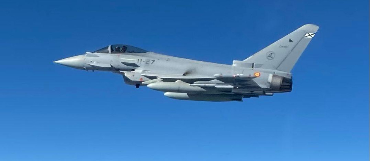 Imagen del vuelo de implementación del nuevo software avanzado en Eurofighter