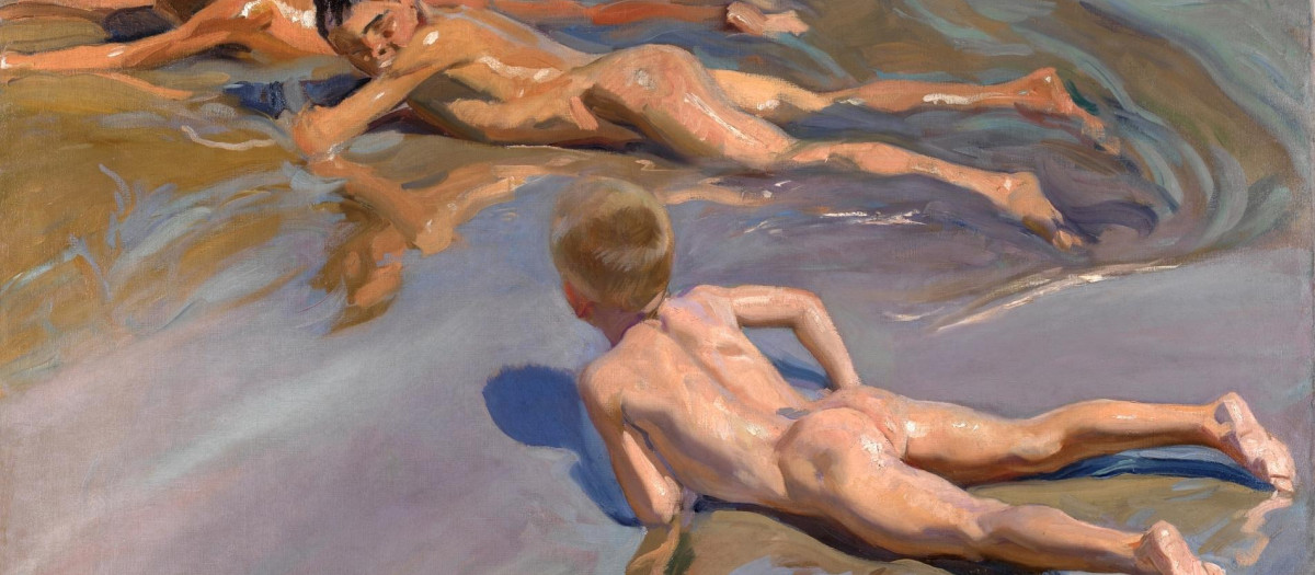Chicos en la playa, lienzo de Joaquín Sorolla