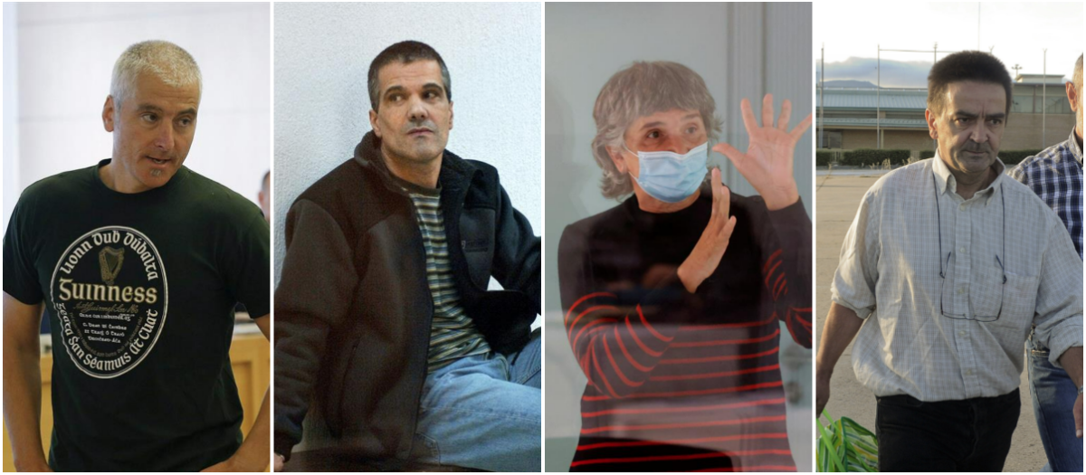 De izquierda a derecha, los etarras: Francisco Javier García Gaztelu "Txapote", Juan Carlos Iglesias "Gadafi", María Soledad Iparaguirre "Anboto" e Ignacio Gracia Arregui "Iñaki de Rentería