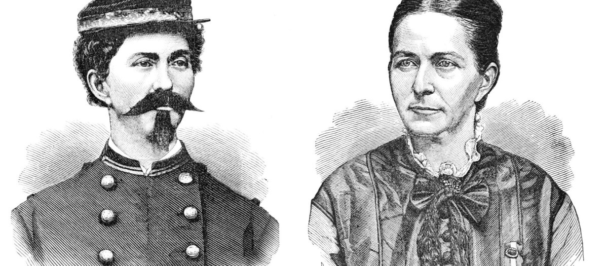 Loreta Janeta Velázquez como ella misma (derecha) y disfrazada de "Teniente Harry T. Buford" (izquierda)