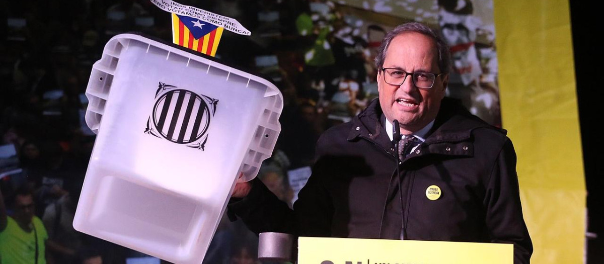 Joaquim Torra i Pla, expresidente de la Generalitat de Cataluña, en un acto de protesta separatista
