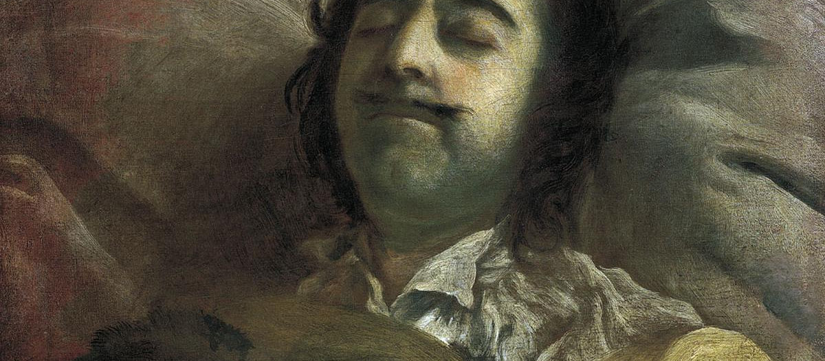 Pedro I en su lecho de muerte. Cuadro de Iván Nikítin.