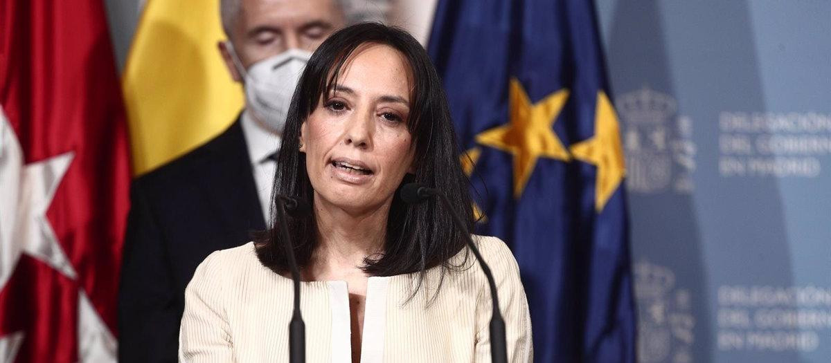 31-03-2021 La nueva delegada del Gobierno en la Comunidad de Madrid, Mercedes González, interviene durante la toma de posesión para dicho cargo, en la sede de la Delegación del Gobierno, Madrid, (España), a 31 de marzo de 2021. Durante el acto se producirá el traspaso de funciones entre el que fuera delegado del Gobierno regional y Mercedes González.
POLITICA 
Eduardo Parra - Europa Press