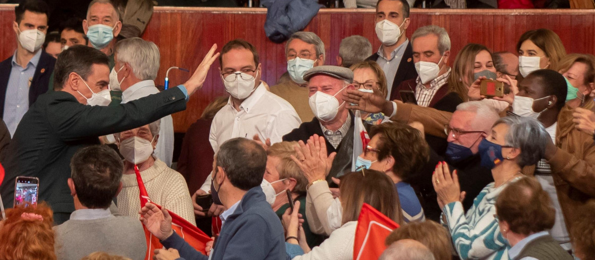 Pedro Sánchez el miércoles en un mitin en Soria