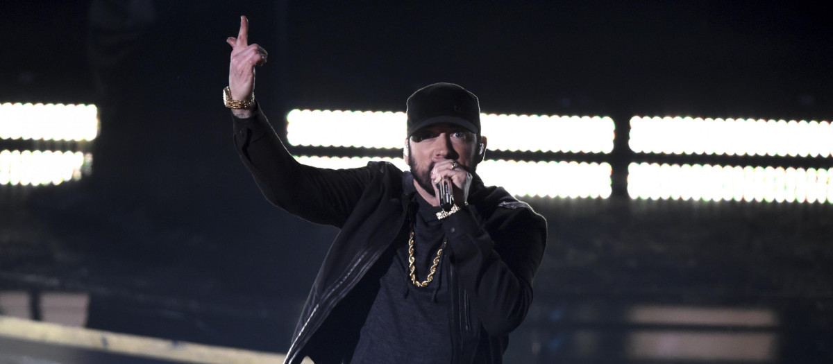 Singer Eminem performs "Lose Yourself" at the 92nd Academy Awards in Hollywood, Los Angeles, California, U.S., February 9, 2020.