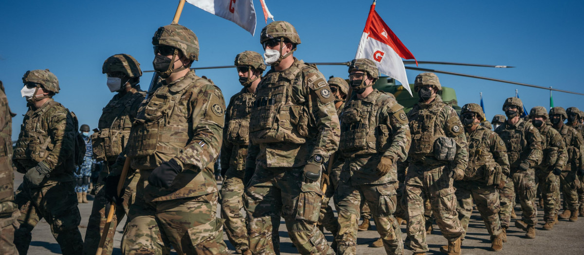 Soldados estadounidenses del ejército de la OTAN en Ucrania