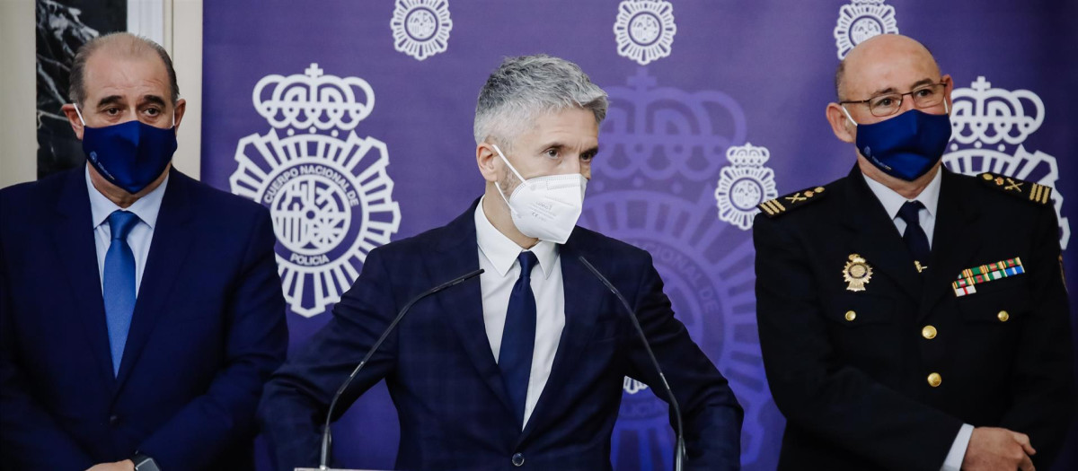 El ministro Grande Marlaska durante una comparecencia este lunes