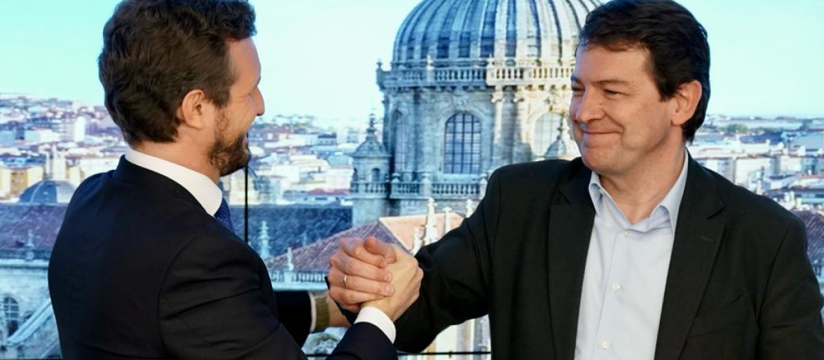 Pablo Casado y Alfonso Fernández Mañueco en Génova